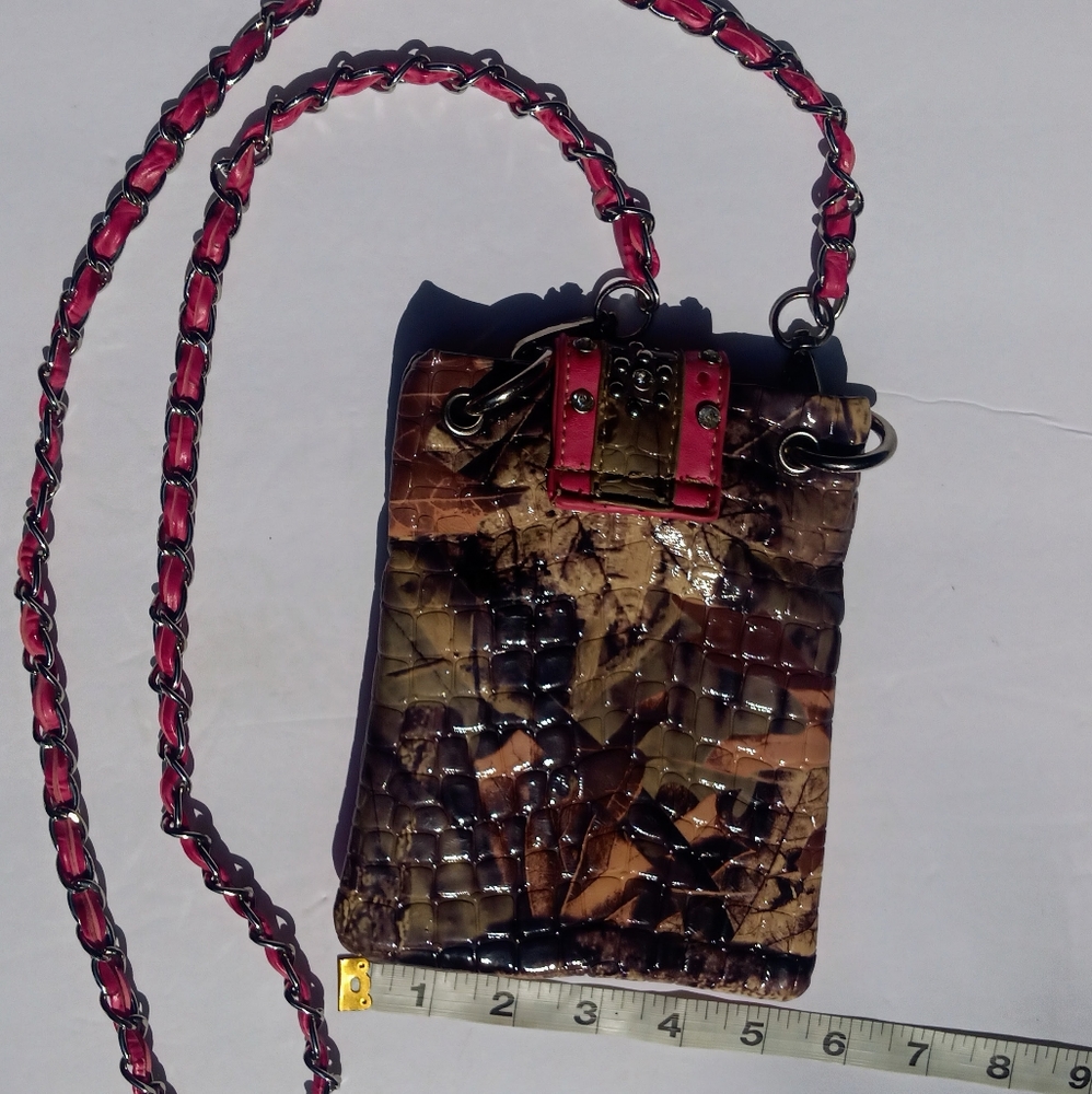 Crossbody Purse Camo Pink Embellished/ Cross Religiou… Gem